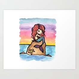 Mermaid Sunset Art Print