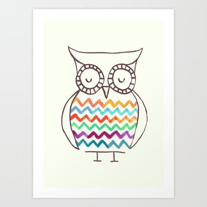 Chevron Owl Art Print