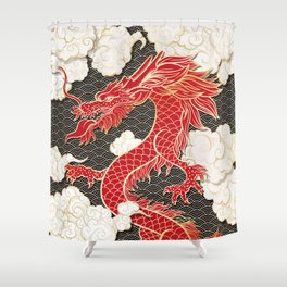 Chinese Red Dragon Shower Curtain