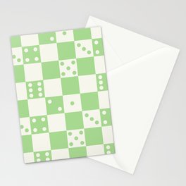 Checkered Dice Pattern (Creamy Milk & Spring Green Color Palette) Stationery Card