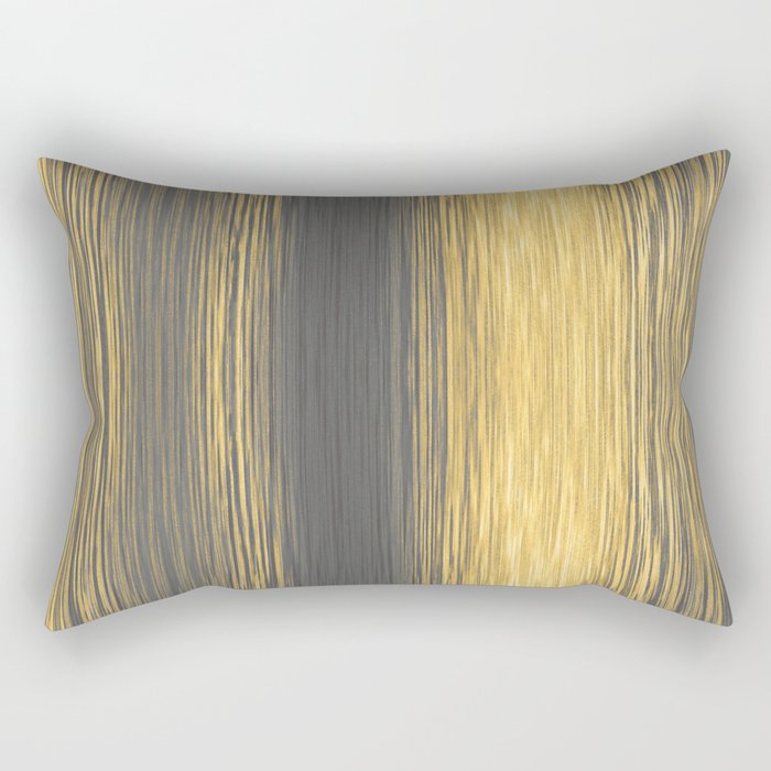 Blended Lines Rough Stripe Yellow Grey Rectangular Pillow