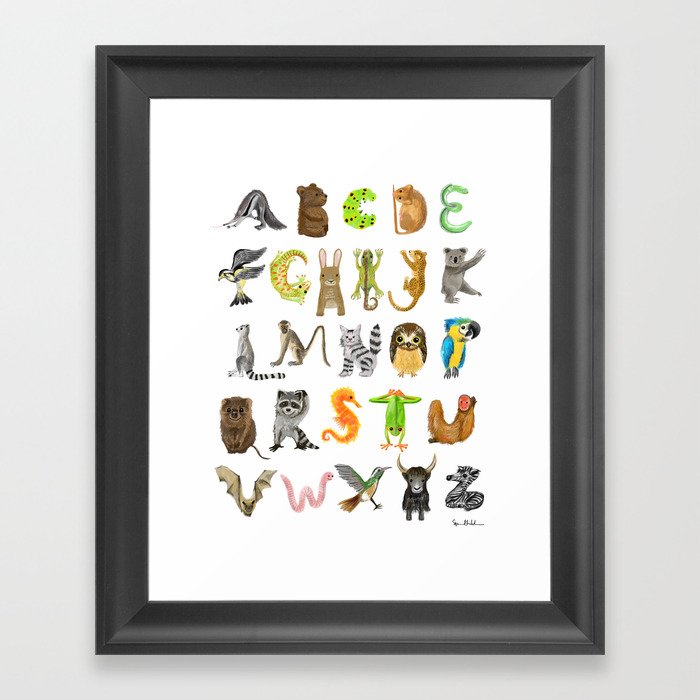 animal alphabet Framed Art Print