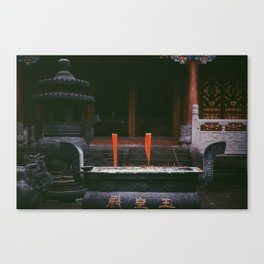 Temple Shrine with Red Candles Canvas Print