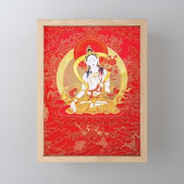 White Tara Red Gold Thankga Framed Mini Art Print