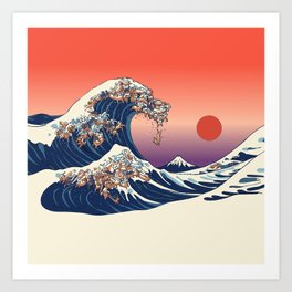 The Great Wave of Dachshunds Art Print