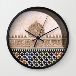 Arrayanes courtyard. Wall details. The Alhambra palace. Wall Clock