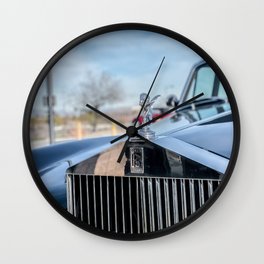 Vintage Car // Rolls Blue Paint Hood Ornament Silver Grille Classic Wall Clock