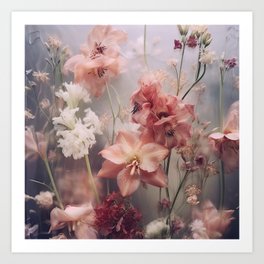 Dreamy Pink & White Flowers Art Print