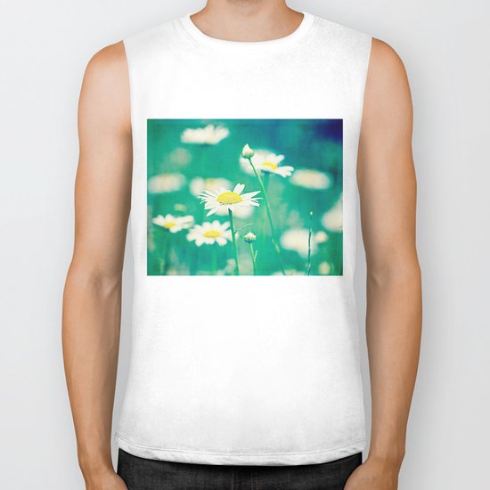 field of daisies Biker Tank