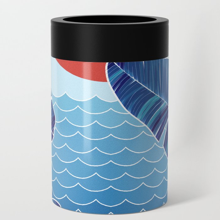 Blue and Red Beach Can Cooler
