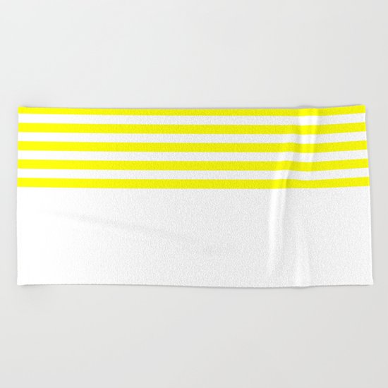 Horizontal Stripes (Yellow/White) Beach Towel