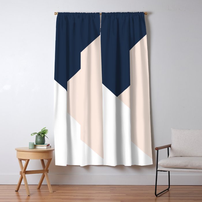 Navy Blue Meets Blush White Geometric 1 Minimal Decor Art