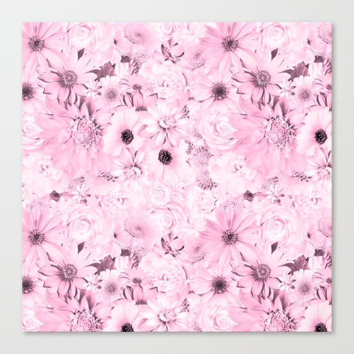 blush pink floral bouquet aesthetic assemblage Canvas Print