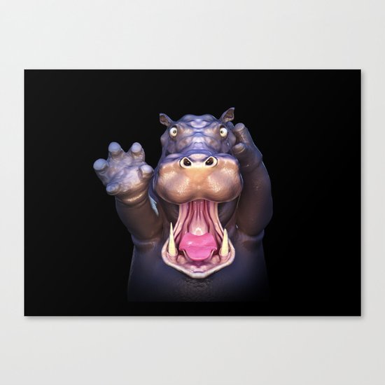 Animal Portraits - Hippopotamus Canvas Print