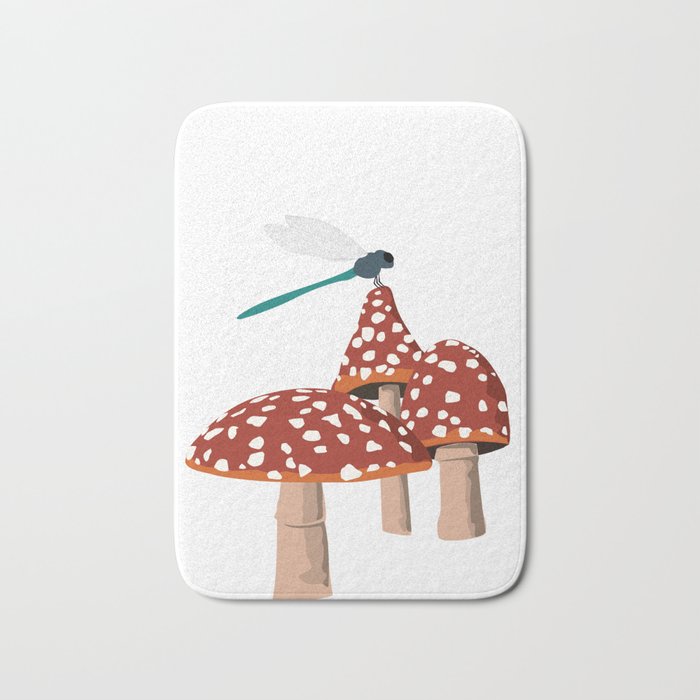 Toadstools and Dragonfly! Bath Mat