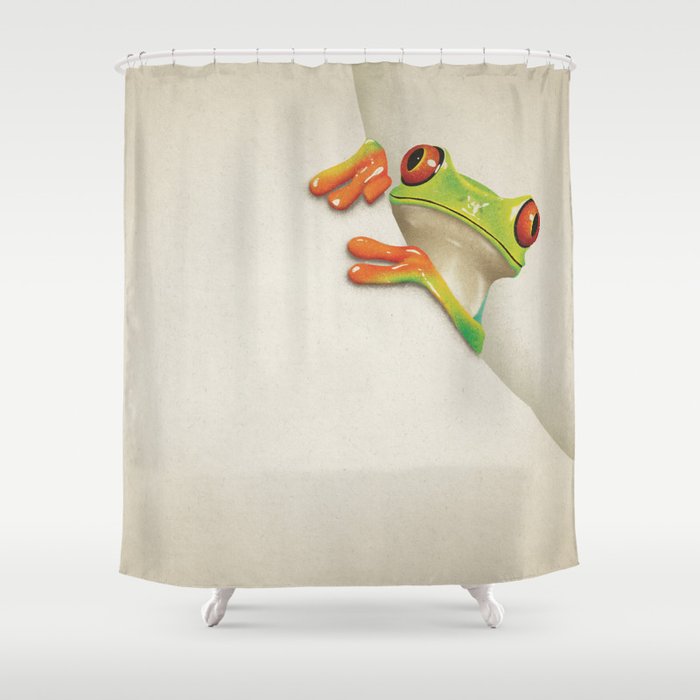 Little Red Eyed Tree Frog Shower Curtain by Paul Capon