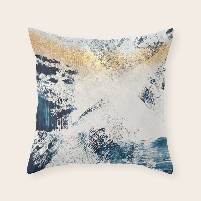 blue gold throw pillows