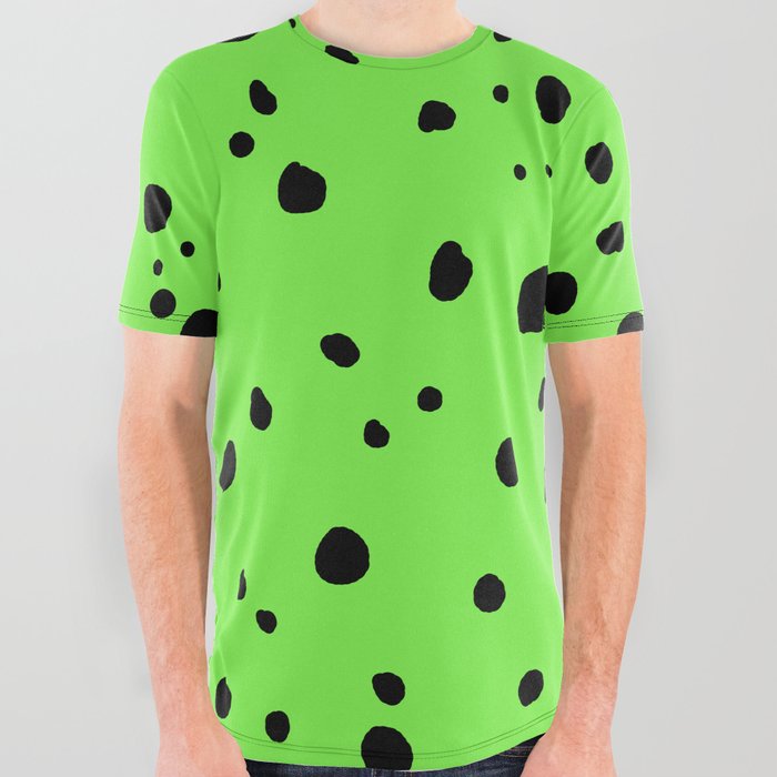 black and green graphic tee