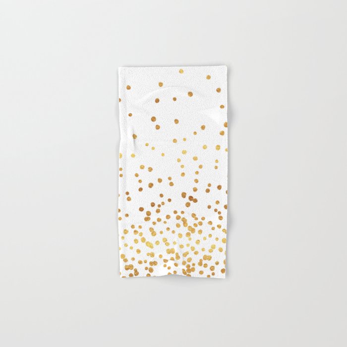 Floating Dots - Gold on White Hand & Bath Towel