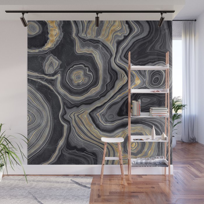 Threads of Gold Agate Wall Mural by groppo | Society6