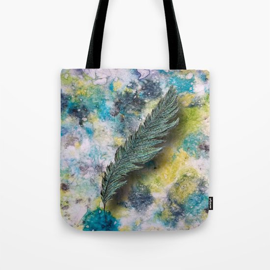 CRAYON LOVE: Aqua Feather Tote Bag