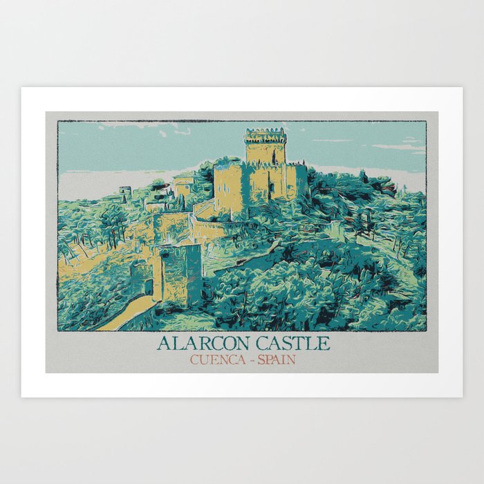 view of the castle of Alarcon, Cuenca, Spain Art Print