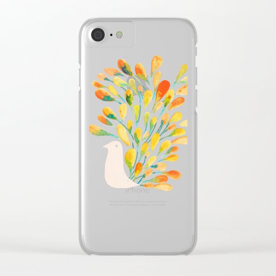 Watercolor Peacock Clear iPhone Case