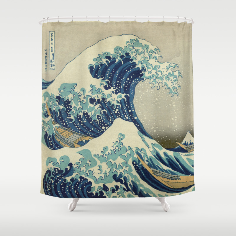 Great Wave Off Kanagawa Shower Curtain, The Great Red Wave Shower Curtain