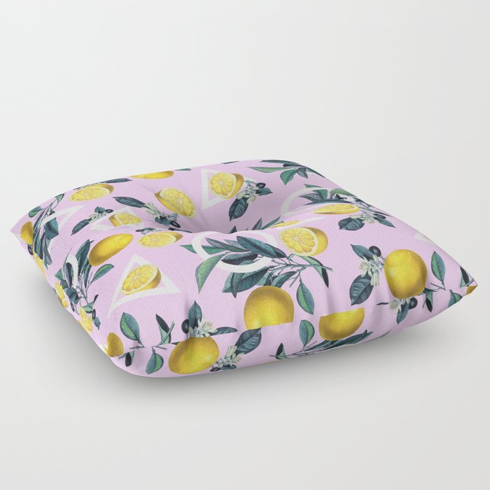 Geometric and Lemon pattern Floor Pillow
