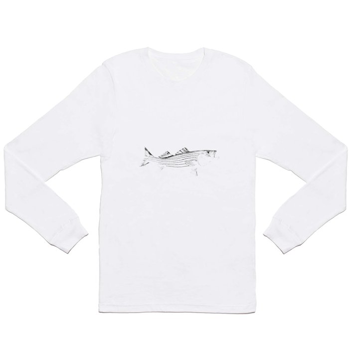 Striped Bass - Pen and Ink Illustration Long Sleeve T Shirt