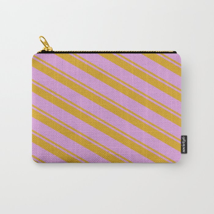Goldenrod & Plum Colored Stripes Pattern Carry-All Pouch