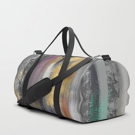 Modern Grey Gold Brushstrokes Abstract Painting Duffle Bag
