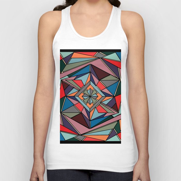 Modern Abstract Art Deco Multi-Colored Tank Top