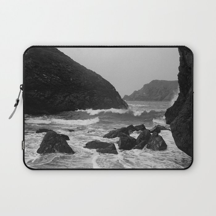 Kynance Cove in Black and White Laptop Sleeve