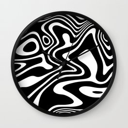 Retro Shapes And Lines Black And White Optical Art Wall Clock