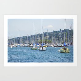 Boats in Lake Geneva Switzerland | Swiss Nautical Landscape Art Print