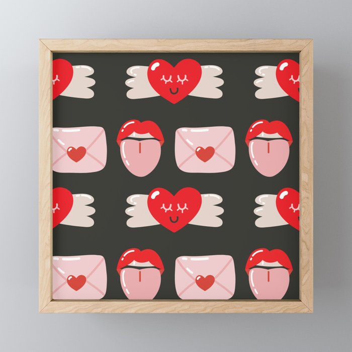 Retro Valentine's Day Framed Mini Art Print