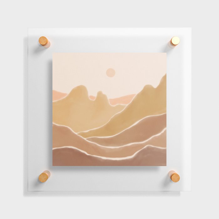 Earthy Yellow Landscape Sunset Mountains Floating Acrylic Print
