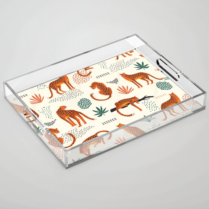 Seamless pattern with leopards Acrylic Tray