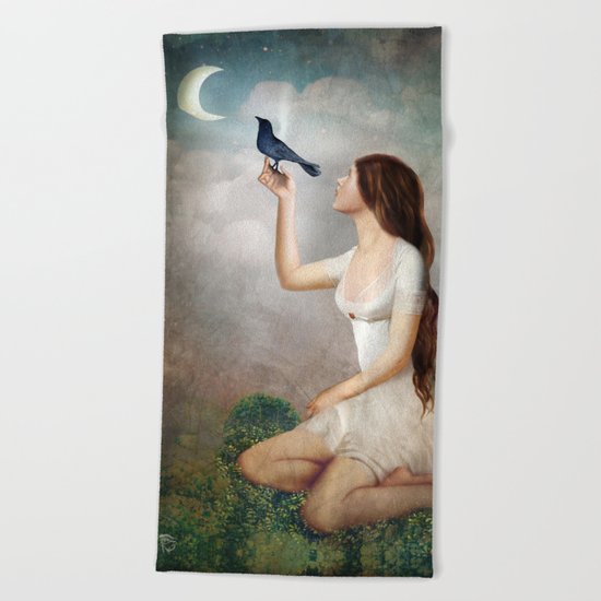 The Moon Asked The Crow Beach Towel