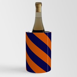 Diagonal Stripes: Orange & Navy Blue Wine Chiller