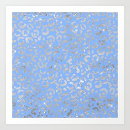 Blue Glam Leopard Print 03 Art Print