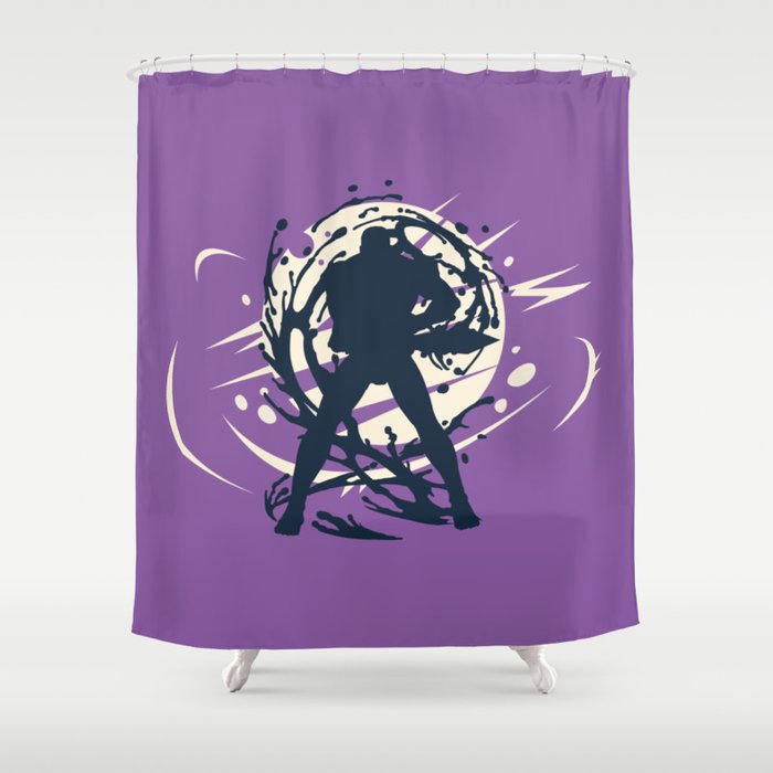 Black Japanese Ninja Warrior Fantasy Silhouette Shower Curtain