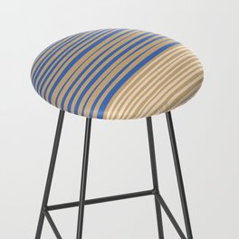 Natural Stripes Modern Minimalist Colour Block Pattern in Oat Beige and Blue Bar Stool