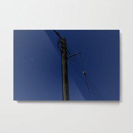 Dark Electrical Lines Metal Print | Nightphotography, Urban, Blue, Electricallines, Dark, Neighbourhood, Technical, Nighttime, Quiet, Photo 