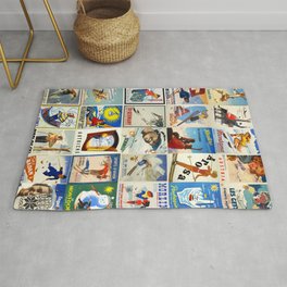 Vintage Skiing Posters Area & Throw Rug
