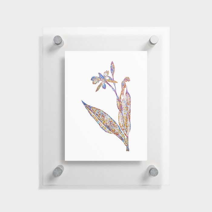 Floral Bandana of the Everglades Mosaic on White Floating Acrylic Print