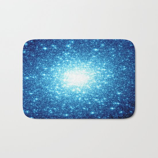 Turquoise Blue Galaxy Stars Bath Mat