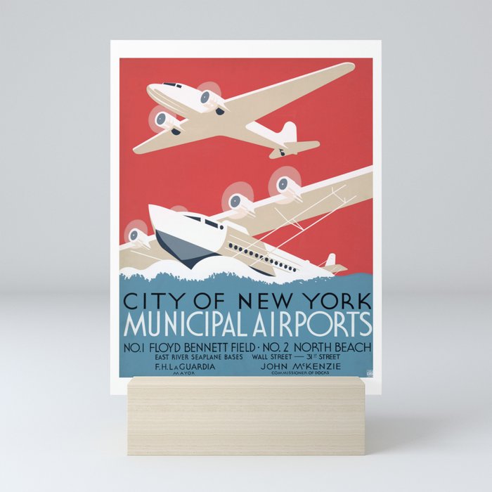Vintage Airplane Art - City of New York Municipal Airports Mini Art Print
