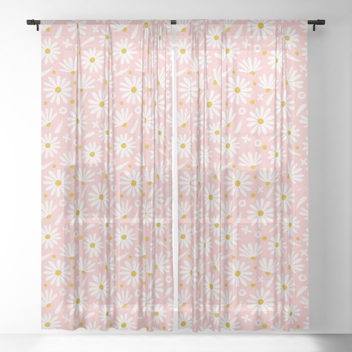 Daisies – Pink Sheer Curtain